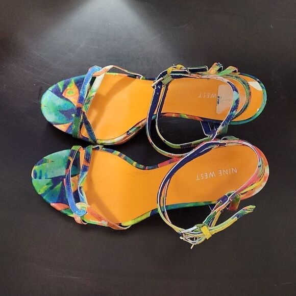 NINE WEST MULTI-COLOR STRAPPY STILETTOS HIGH HEEL SANDAL - Picture 7 of 14